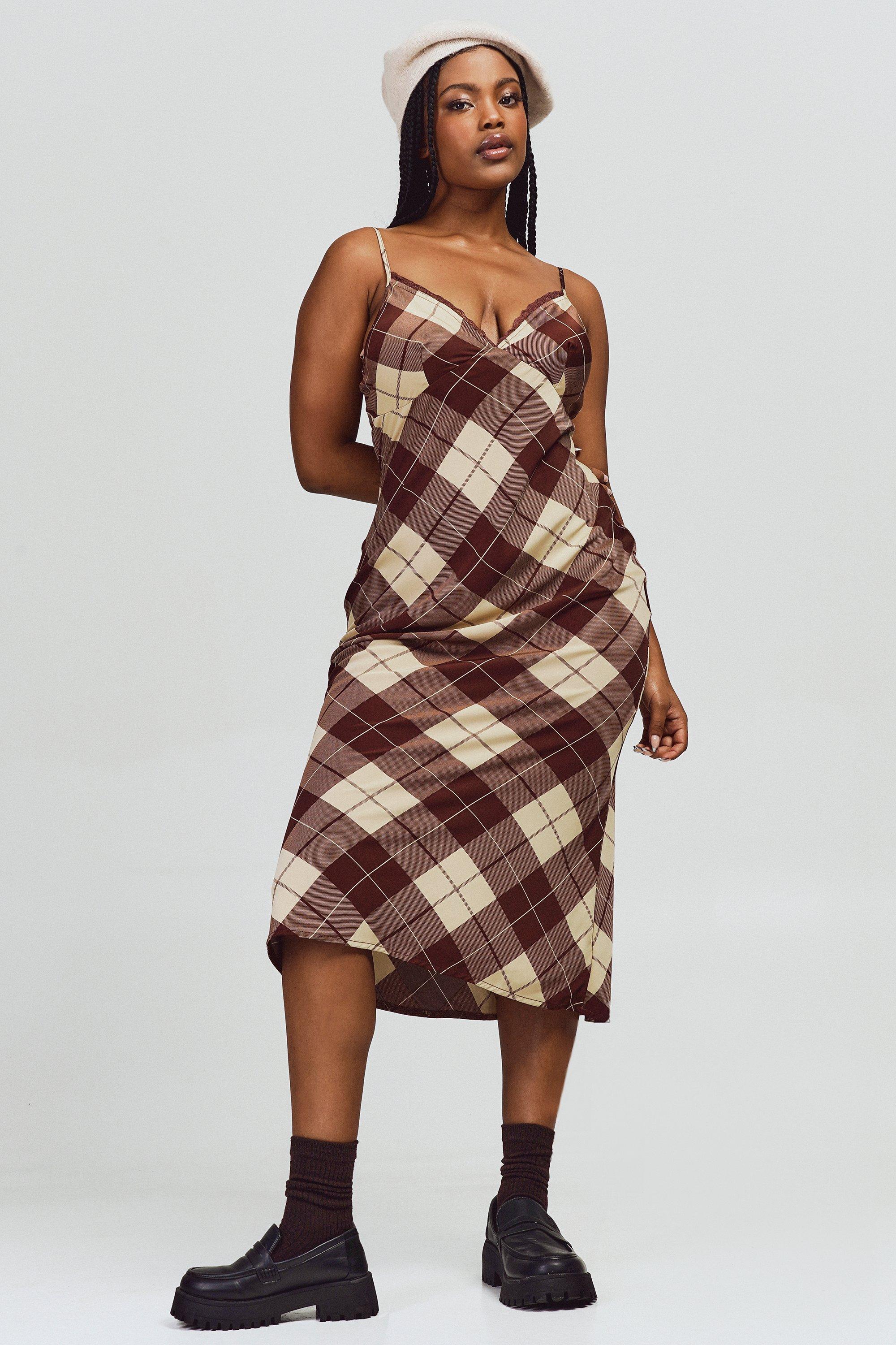 Plaid best sale slip dress