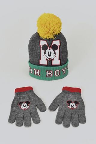 Mickey Mouse Beanie And Gloves Set