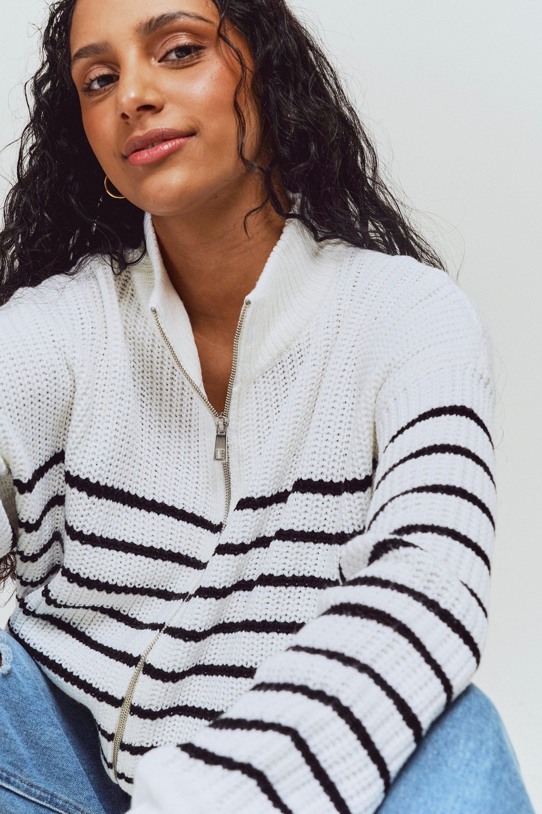 トップス Lovemaking Brashed Mix Cardigan Shop MMHulda Knit Zip Cardigan with free shipping from Mos Mosh