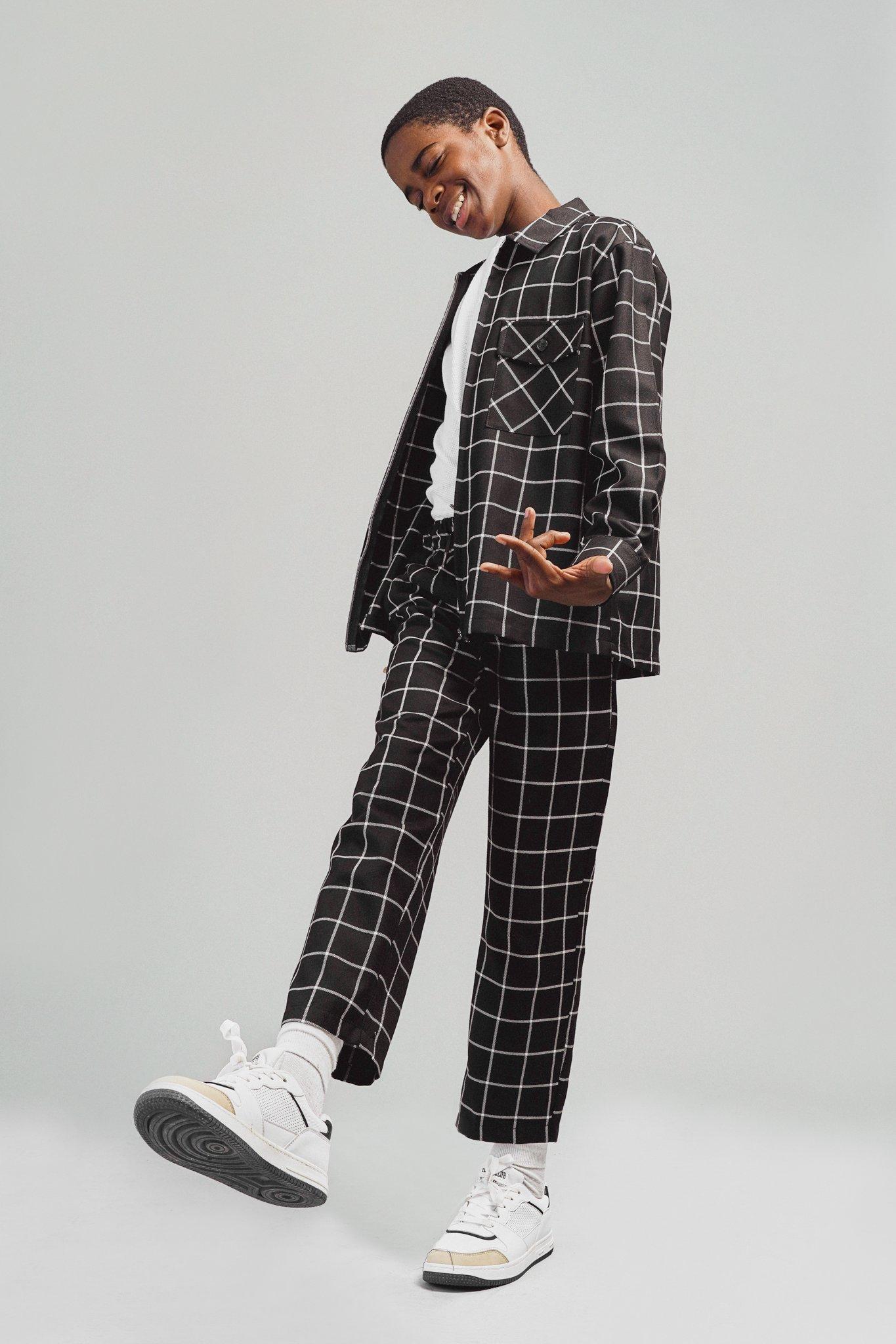 パンツ eaphi DOUBLE BELT CHECK PANTS eaphi DOUBLE BELT CHECK PANTS DH Apparel High Rise Wide Leg