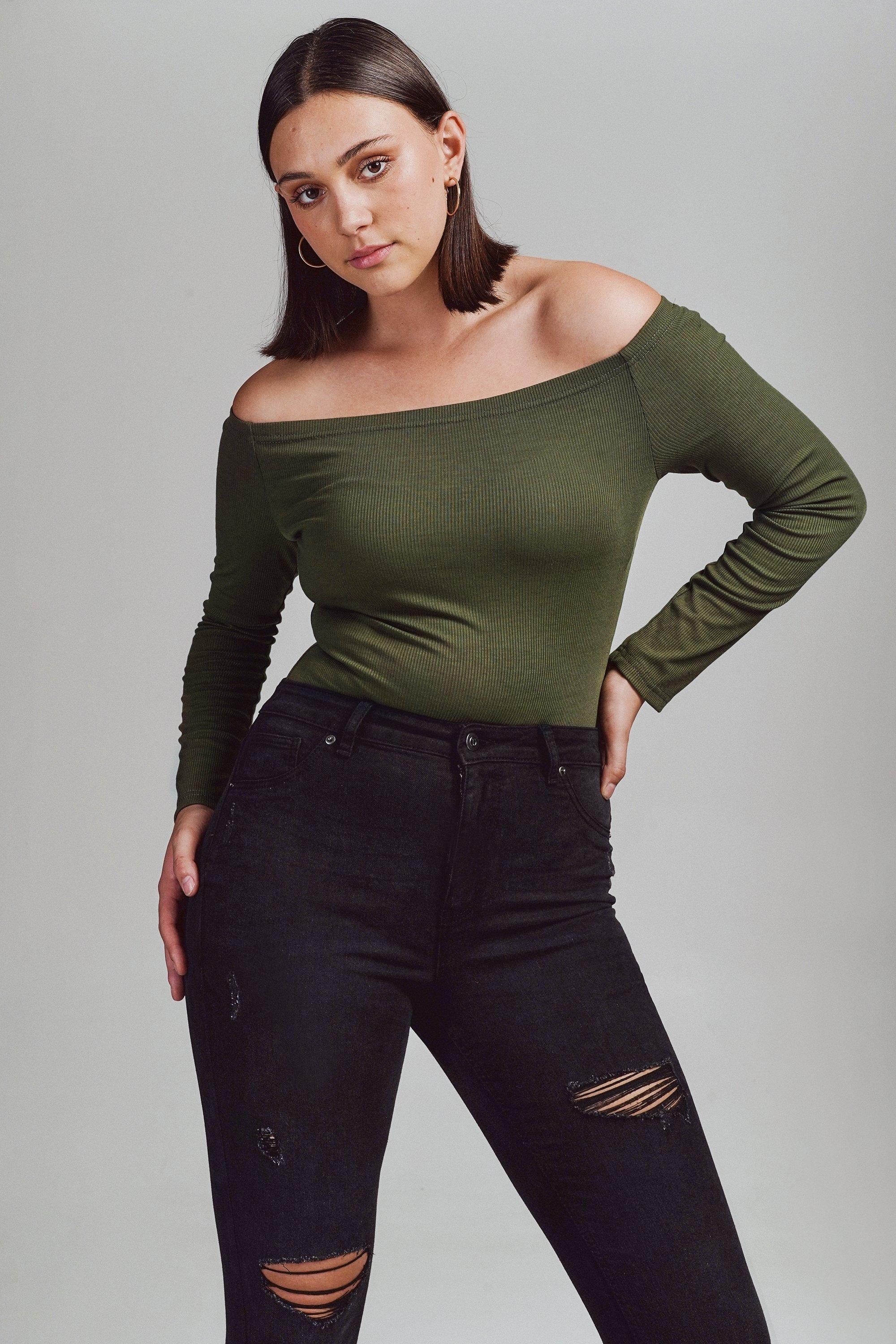 Satin Off The Shoulder Bodysuit main image 0