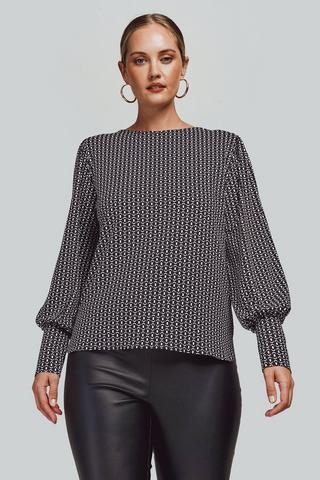 Teller Knit Blouse Black