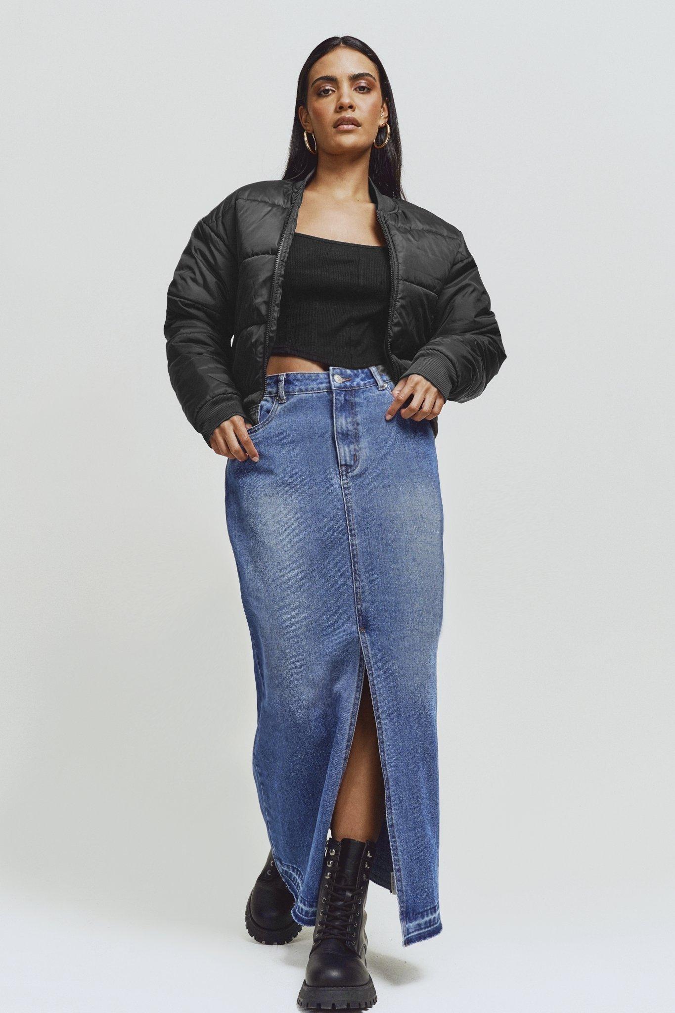 Plus size denim skirt south africa best sale