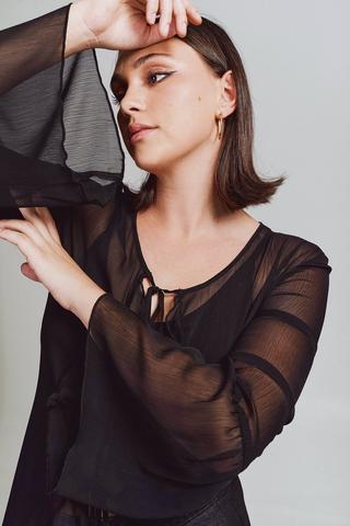 Long Sleeve Mesh Kimono