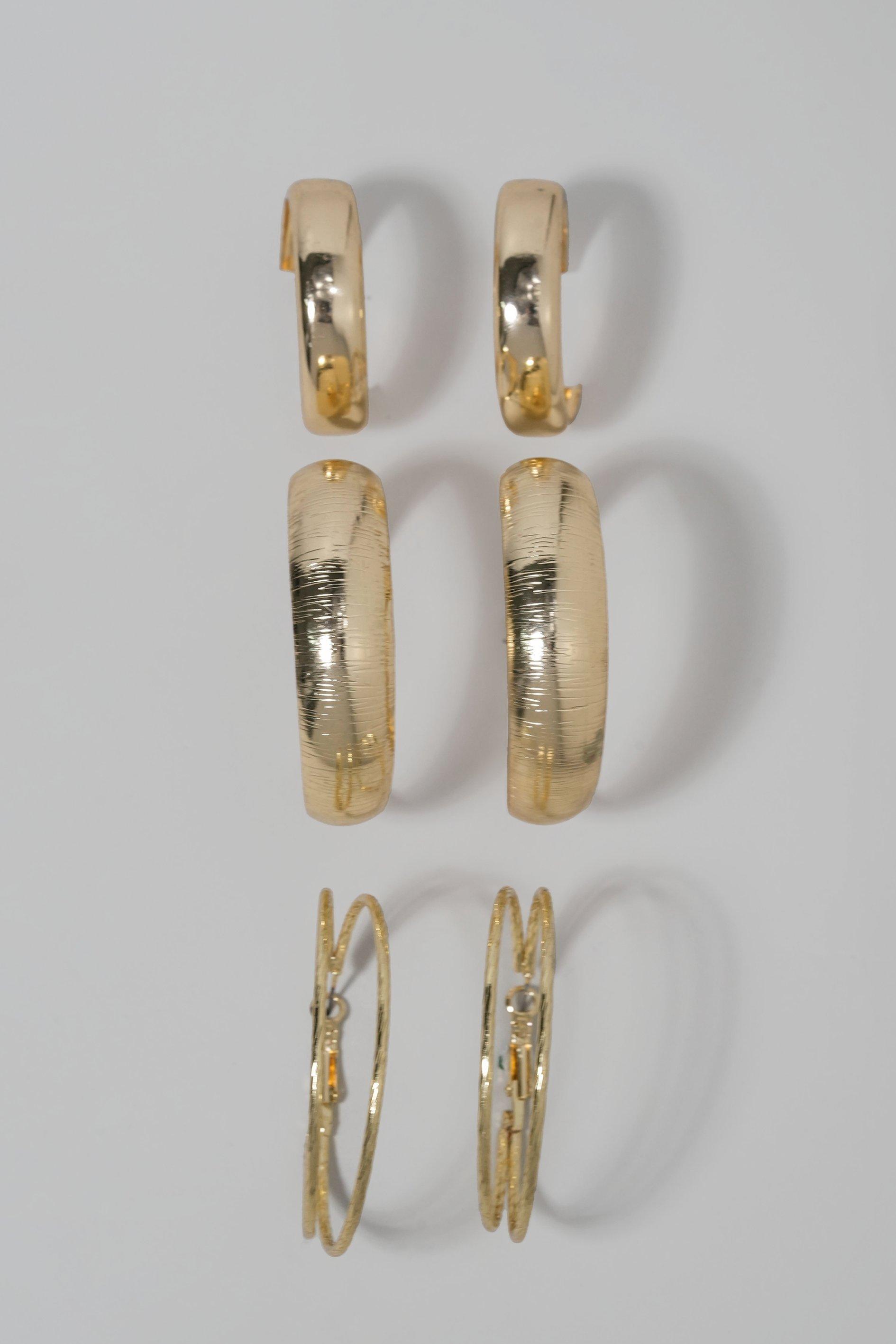 3-in-1 Brass Hoop Earrings main image 0
