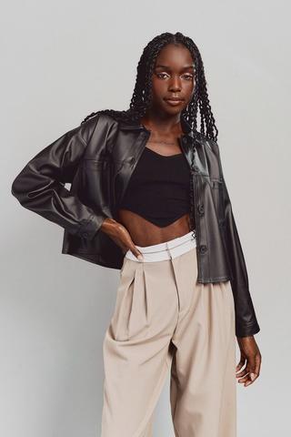 Pleather Shacket