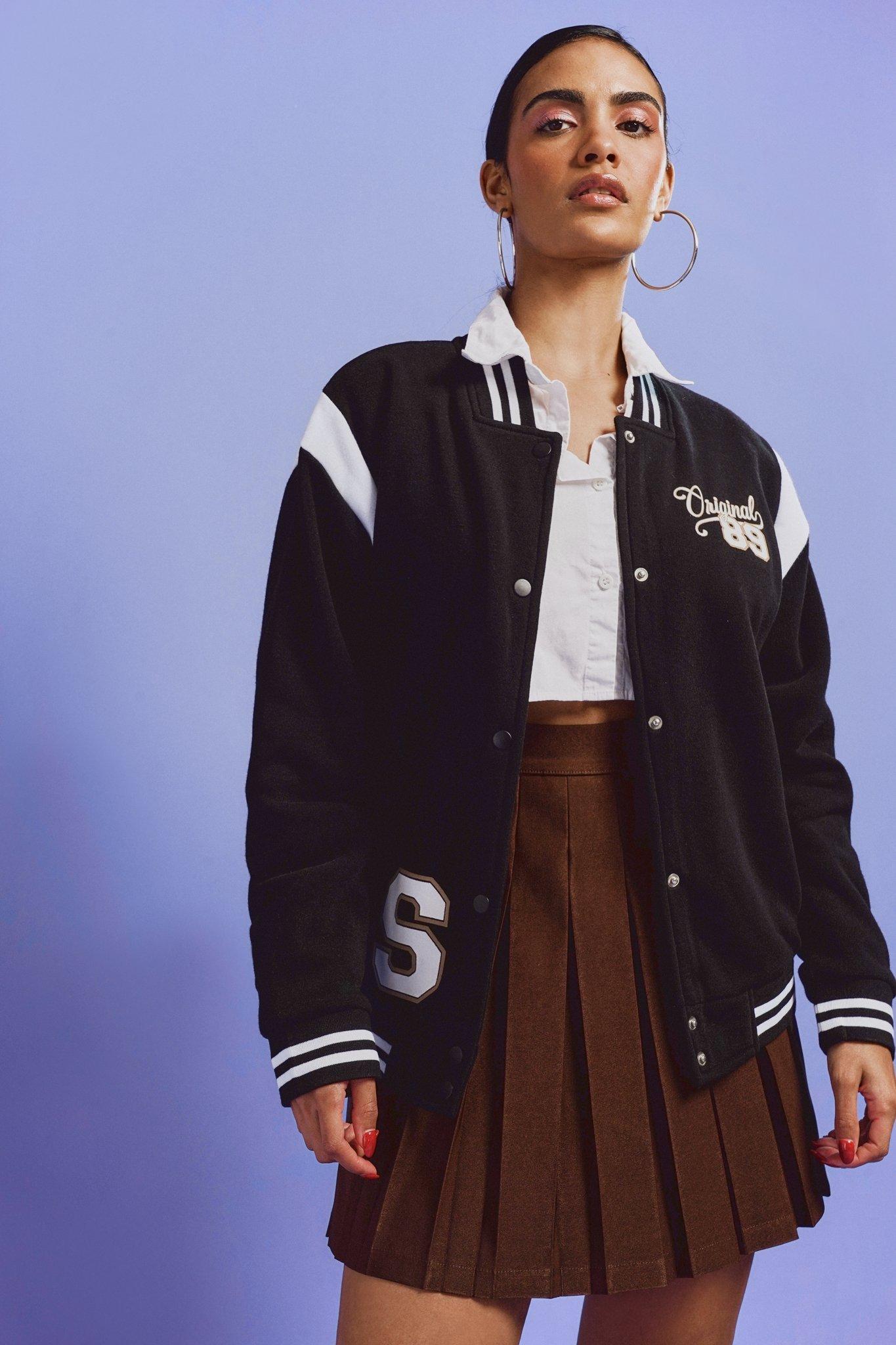 oversized varsity jacket outfit