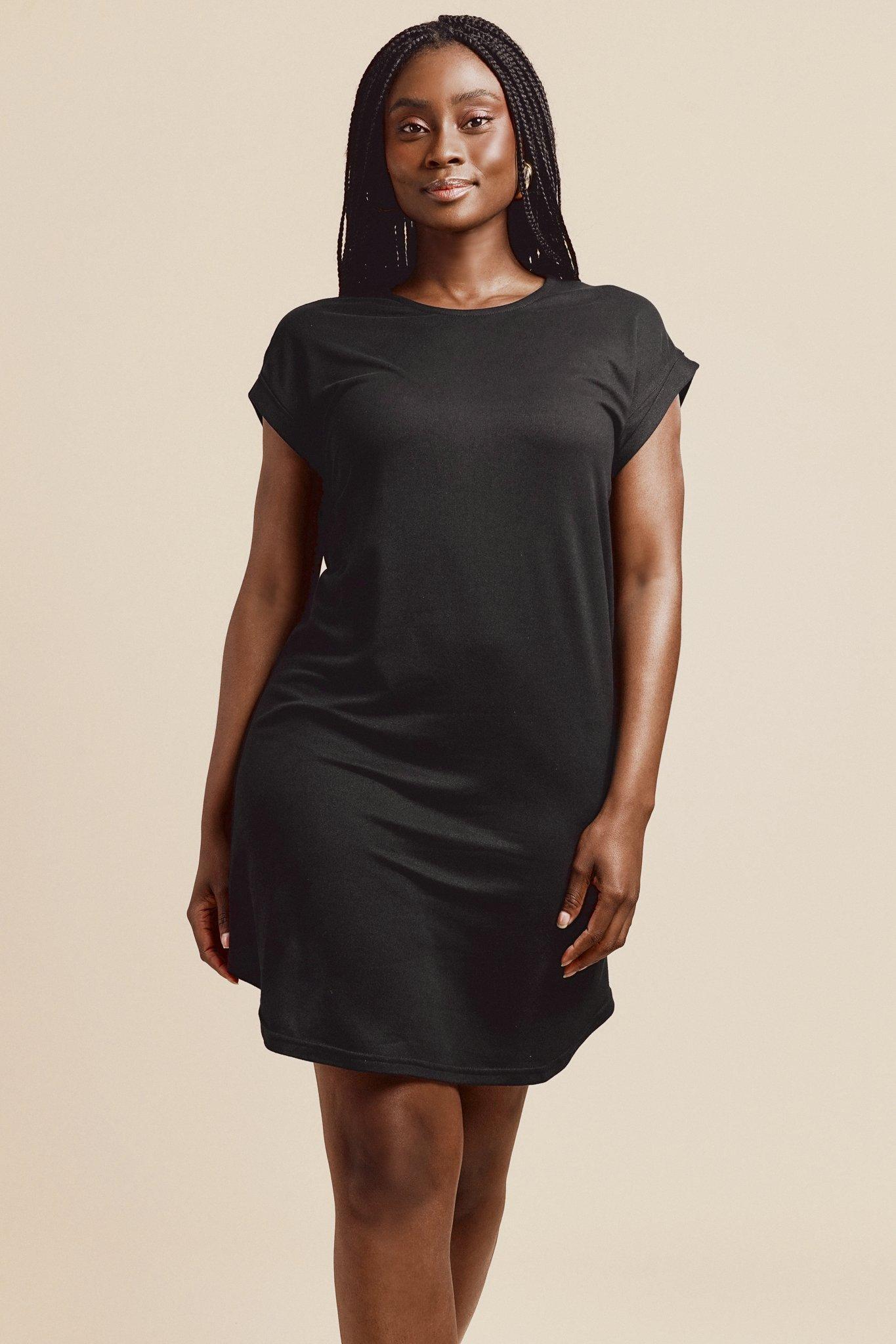 Long black t shirt dress store plus size