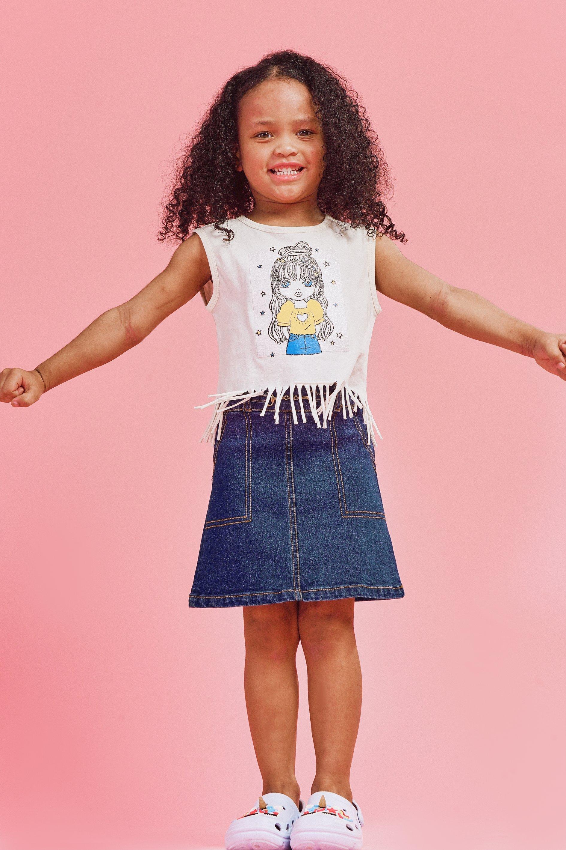 Children's long hot sale denim skirts