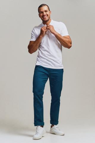 Blue chinos 2024 white shoes