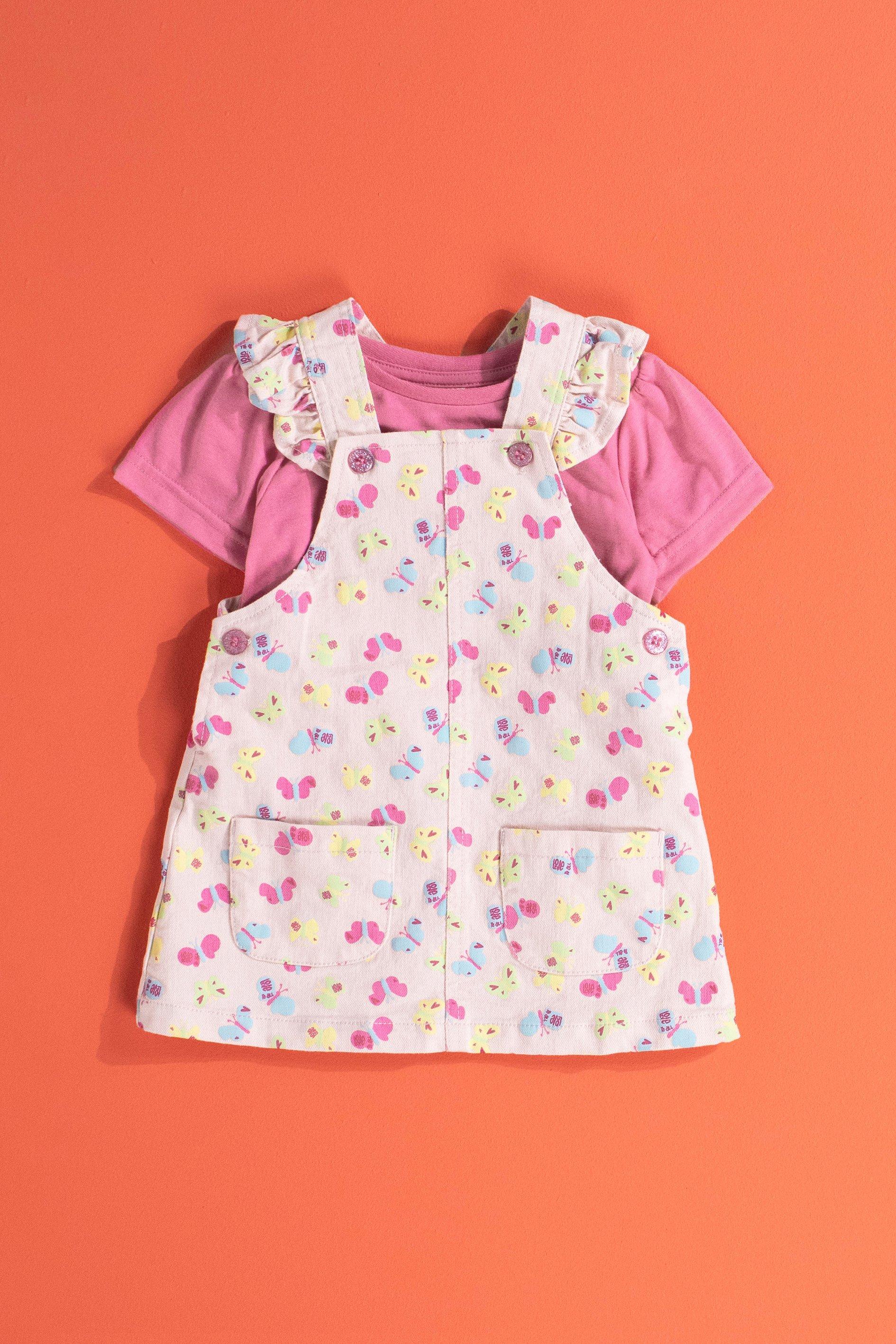 Pinafore Dress And T-Shirt Set