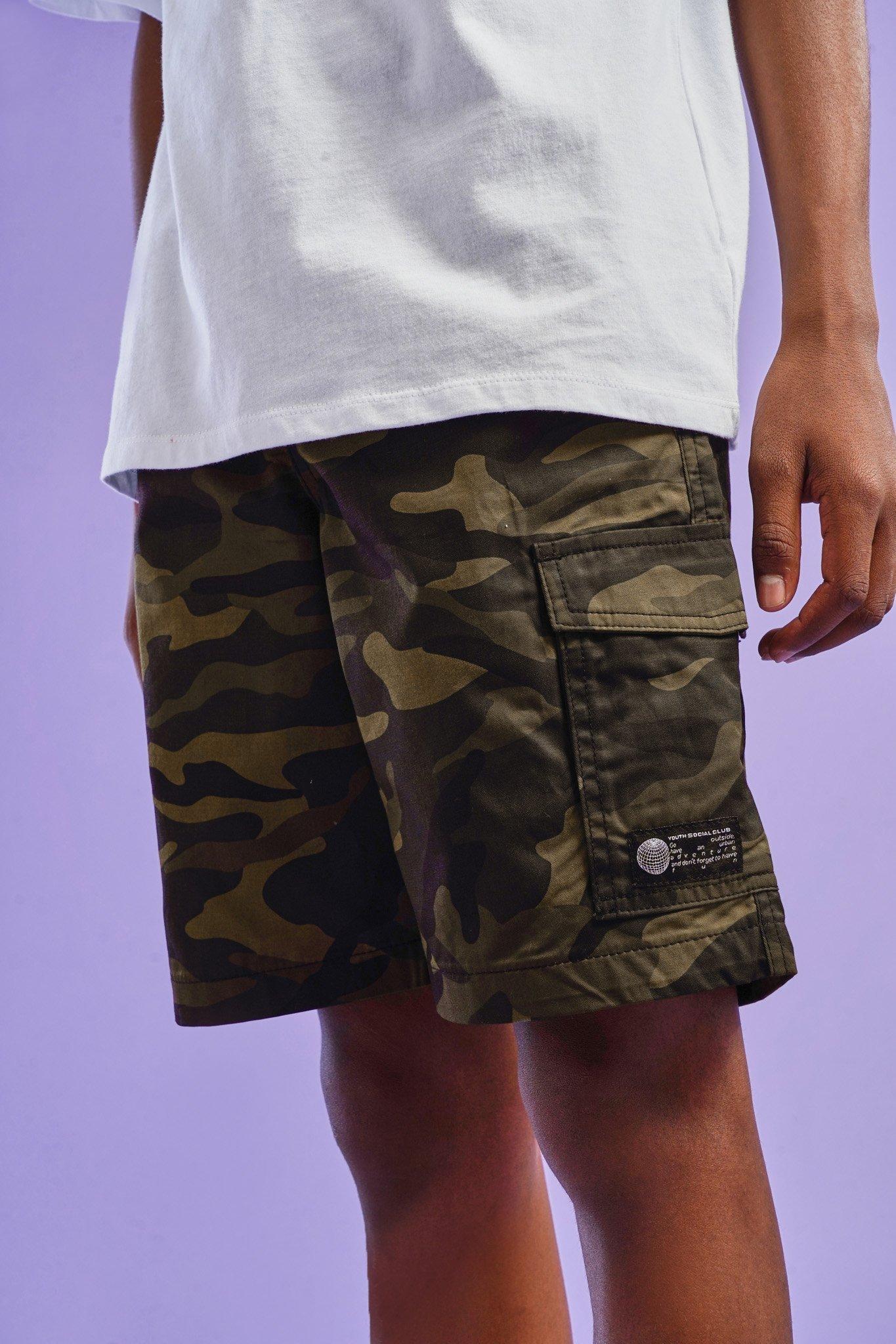 PacSun Off White Low Rise Elastic Waist Cargo Shorts