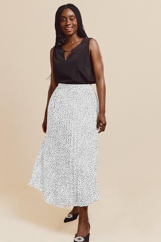 Half pleated shop white skirt