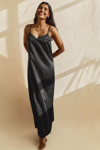 Long satin sleep online gown