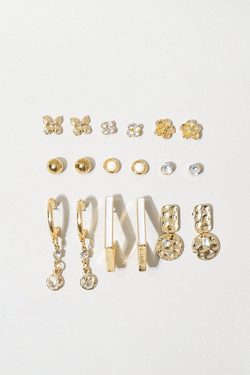 9 Pack Stud Earrings