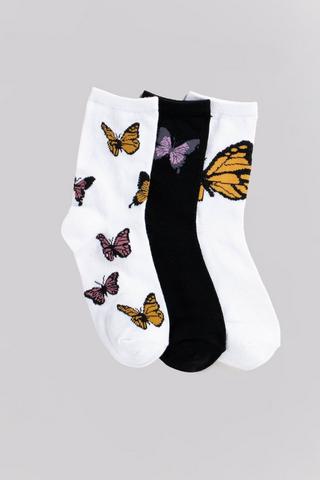 3 Pack Butterfly Socks