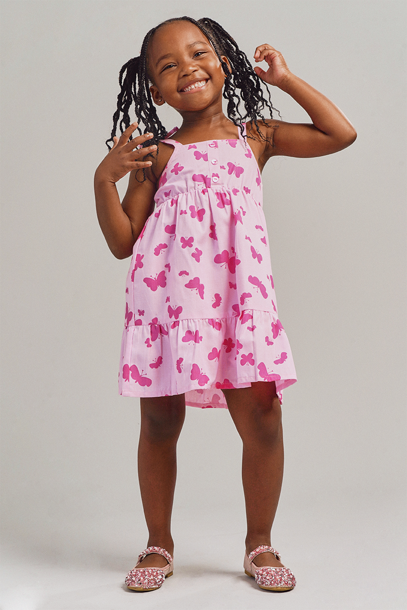 Girls Solid Pleated Satin Fit and Flare Frock Dress