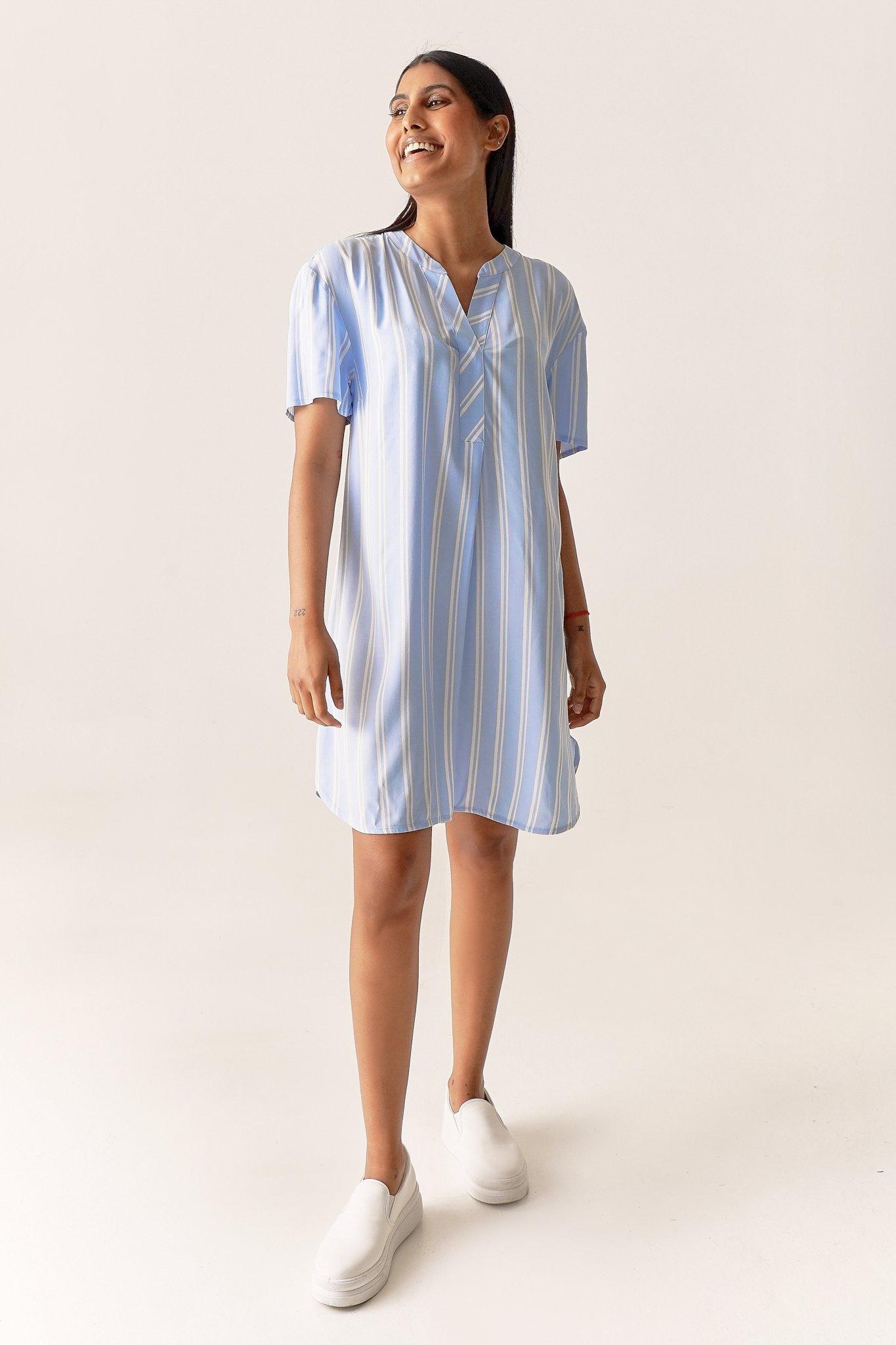 Henley Dress Powder Knit - True Navy main image 0