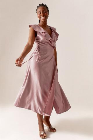 Satin Wrap Dress