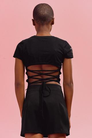 Lace-Up Short Sleeve Top