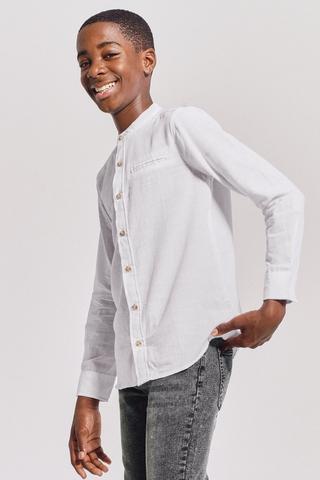 Long Sleeve Mandarin Collar Shirt