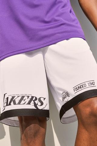 Lakers shorts logo hot sale on front