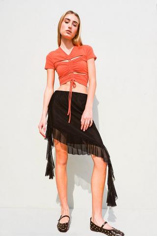 Asymmetrical mesh skirt best sale