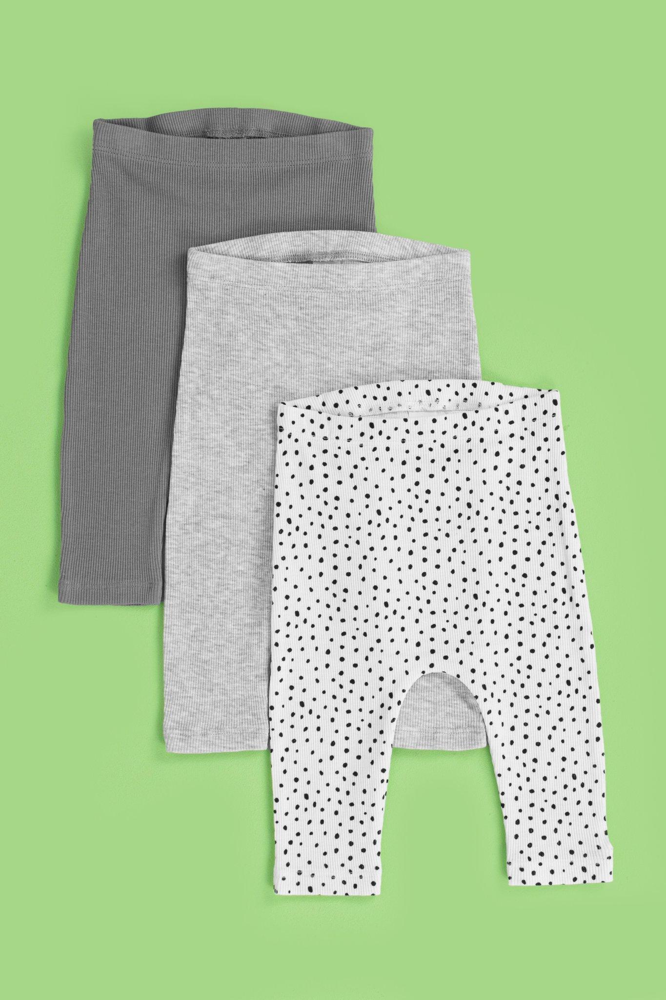 Babyhug Cotton Knit Three Fourth Length Leggings Solid & Multi Print Pack of 3 - Multicolour