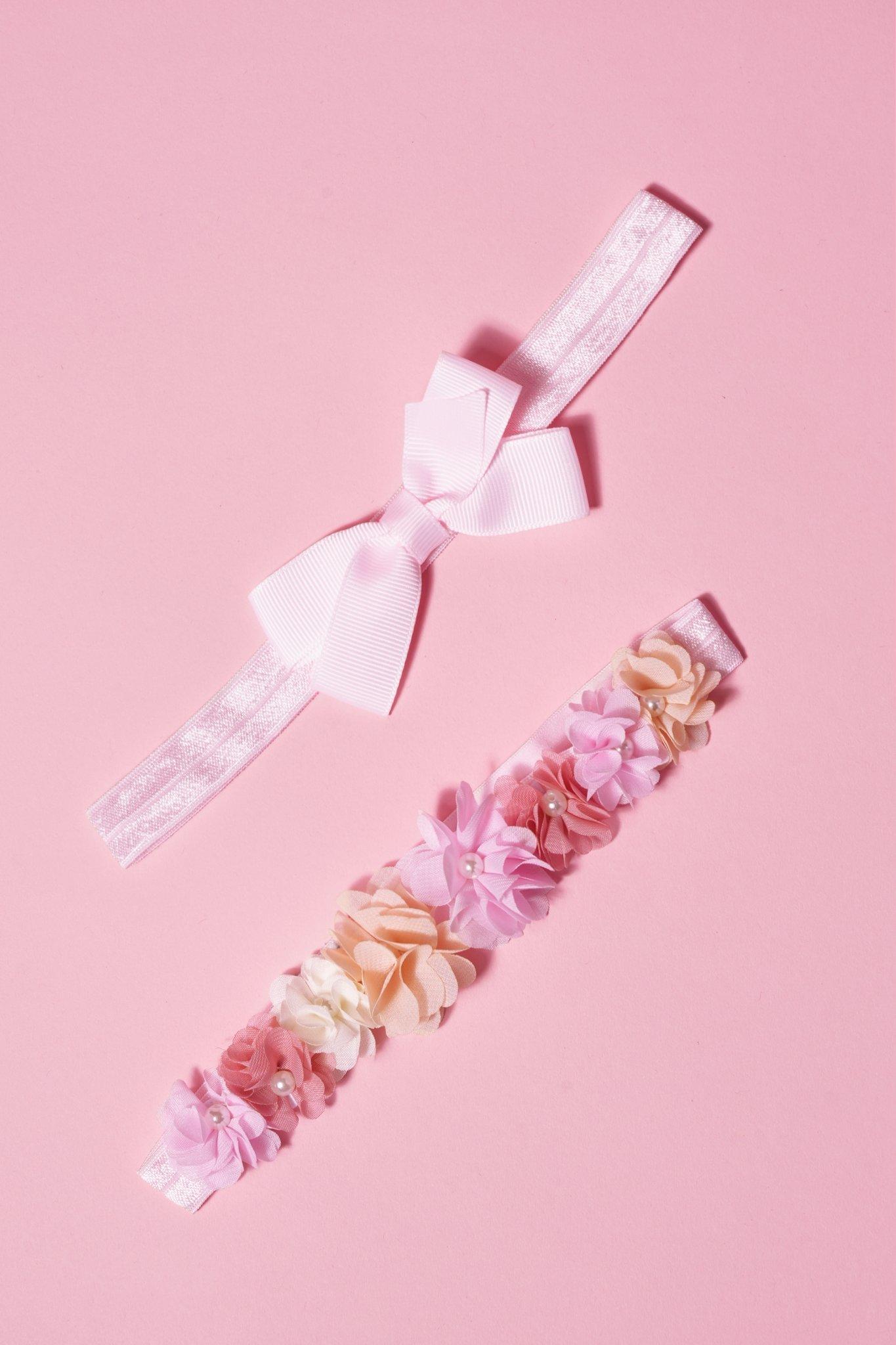 2 Pack Headbands Pink And Cream