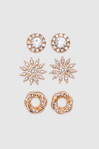 3 Pack Stud Earrings