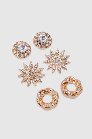 3 Pack Stud Earrings