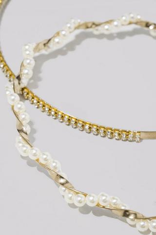 2 Pack Oyster-Beaded Alice Bands