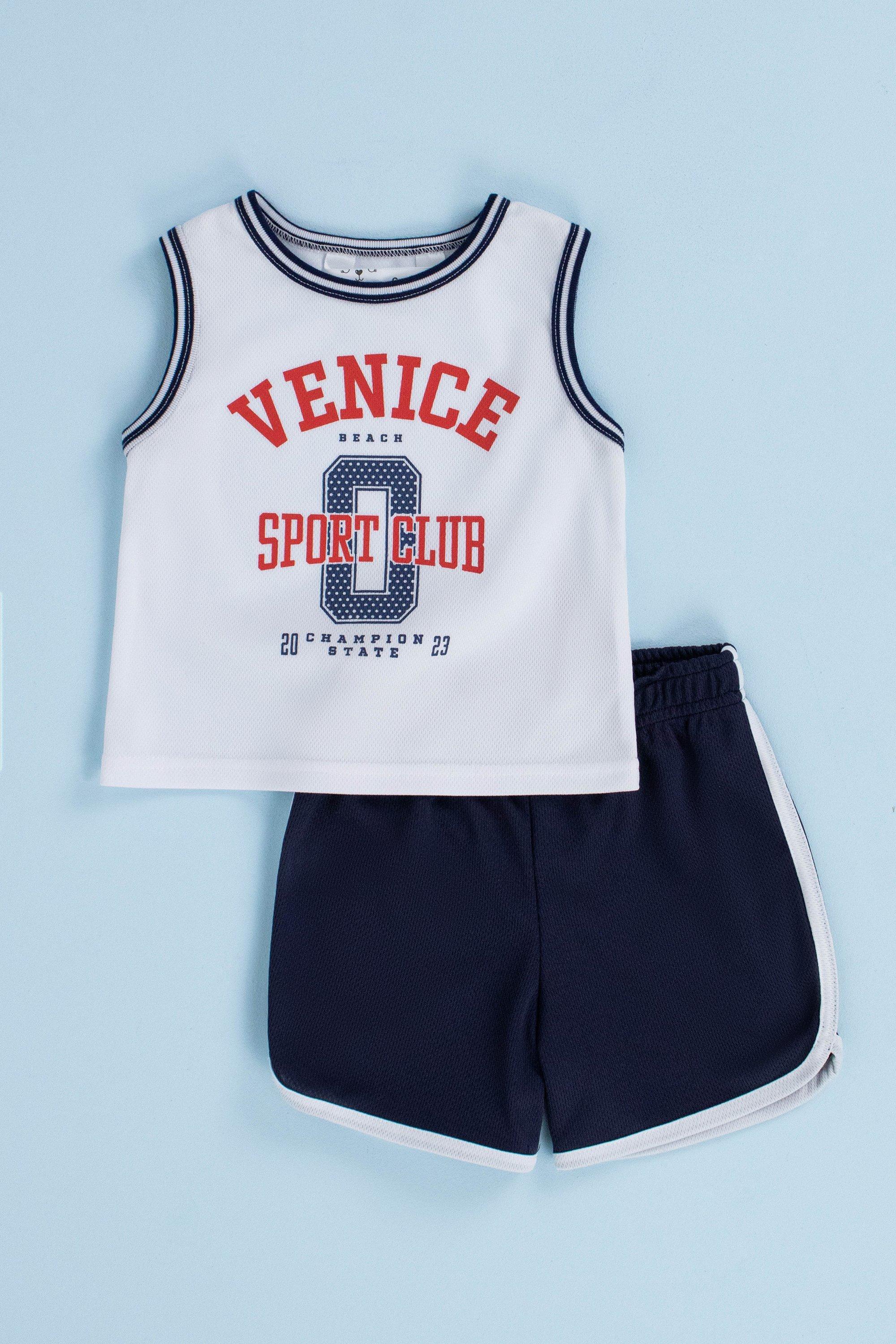 Printed Sleeveless Vest Shorts Set