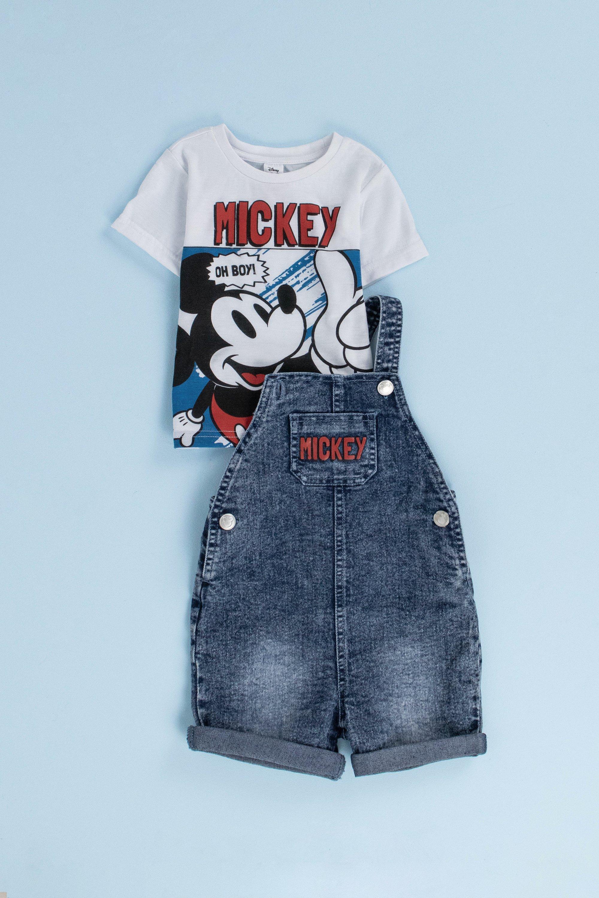 Mickey Mouse Dungaree And T-Shirt Set