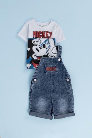 Mickey Mouse Dungaree And T-Shirt Set
