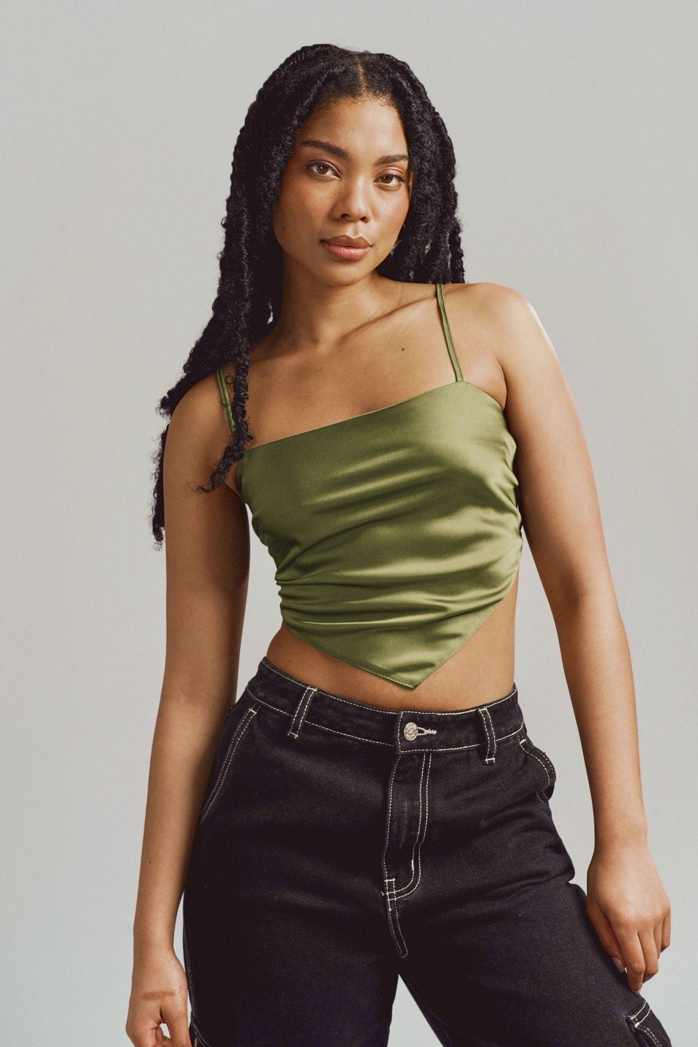 トップス FETICO 24AW SATIN&MESH COMBINED CAMI TOP Satin Cami Top
