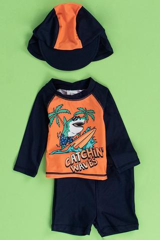 Shark Swim Suit  Rash Guard and Bottoms Set for Boys