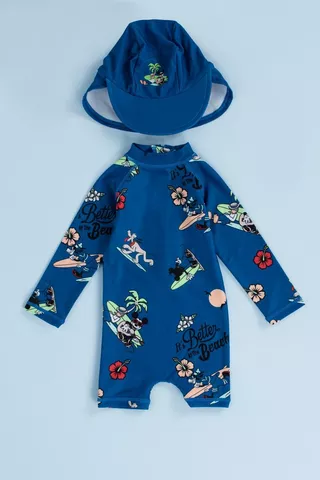 Mickey Mouse Swimming Costume And Cap Set