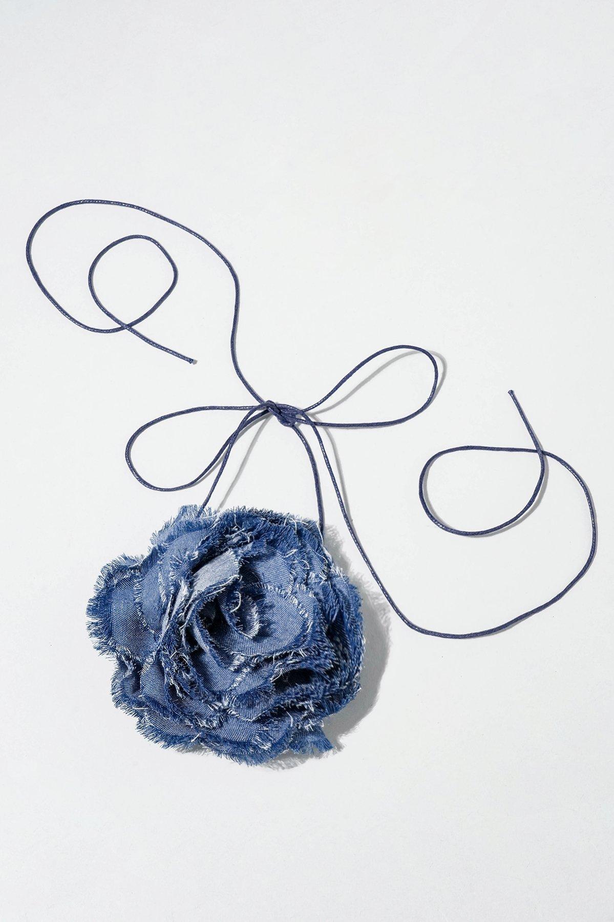 Denim Rose Corsage Choker