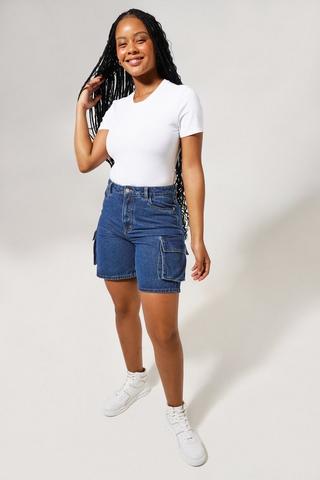 Ladies denim clearance cargo shorts