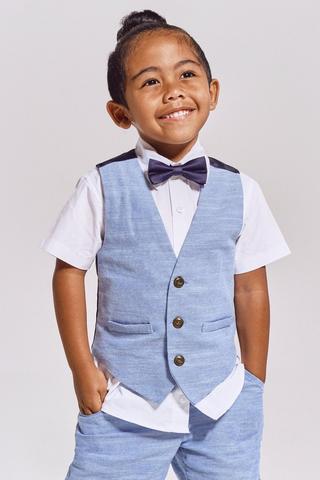 Waistcoat Long Sleeve Shirt And Bow Tie Set