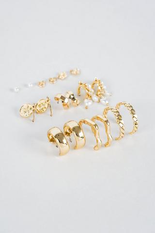 9 Pack Hoop And Stud Earrings