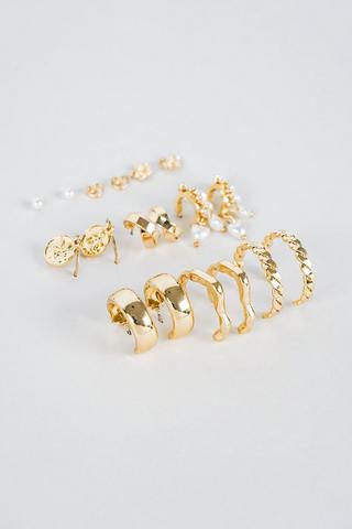 9 Pack Hoop And Stud Earrings