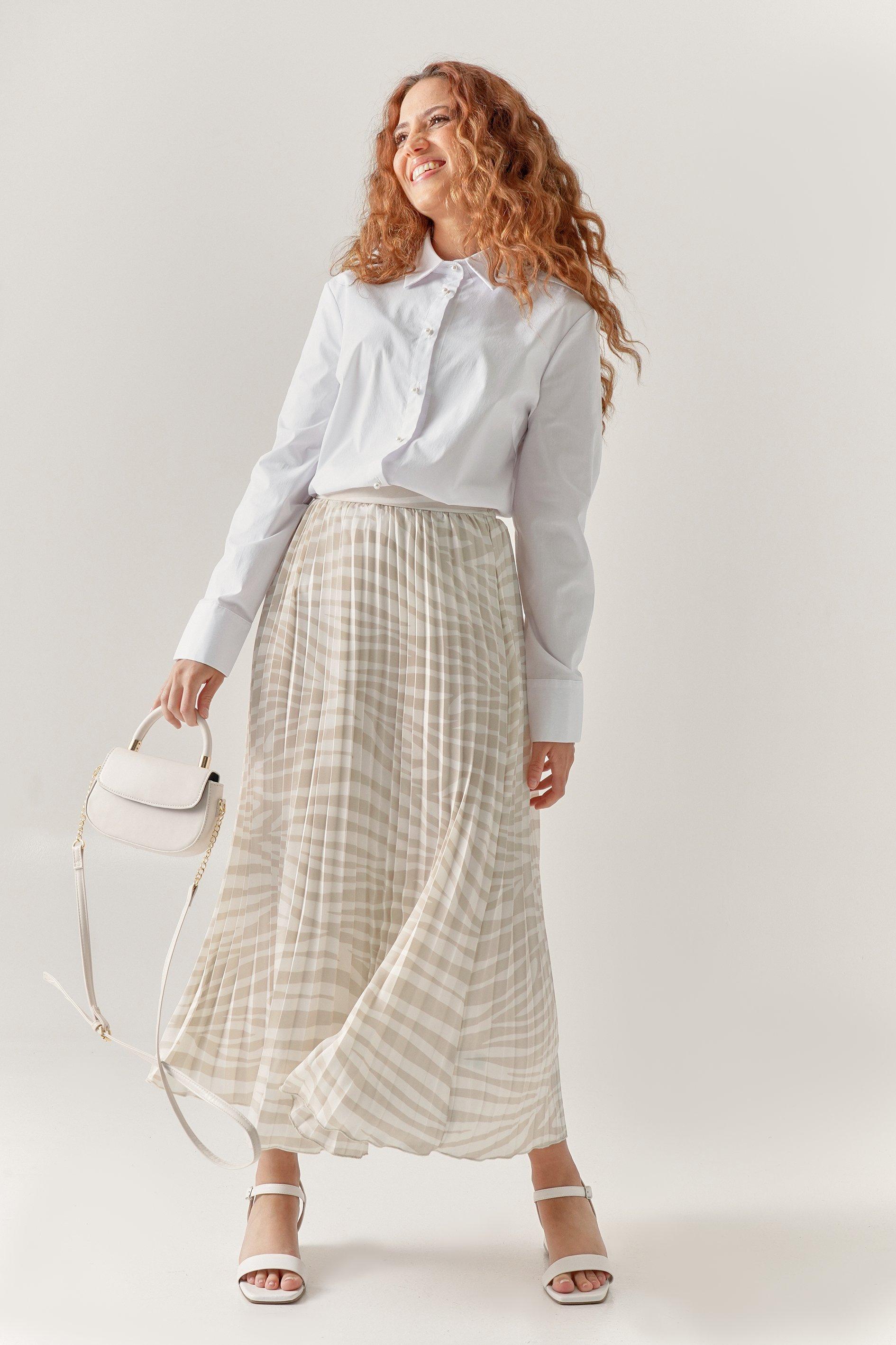 Pleated Satin Skirt