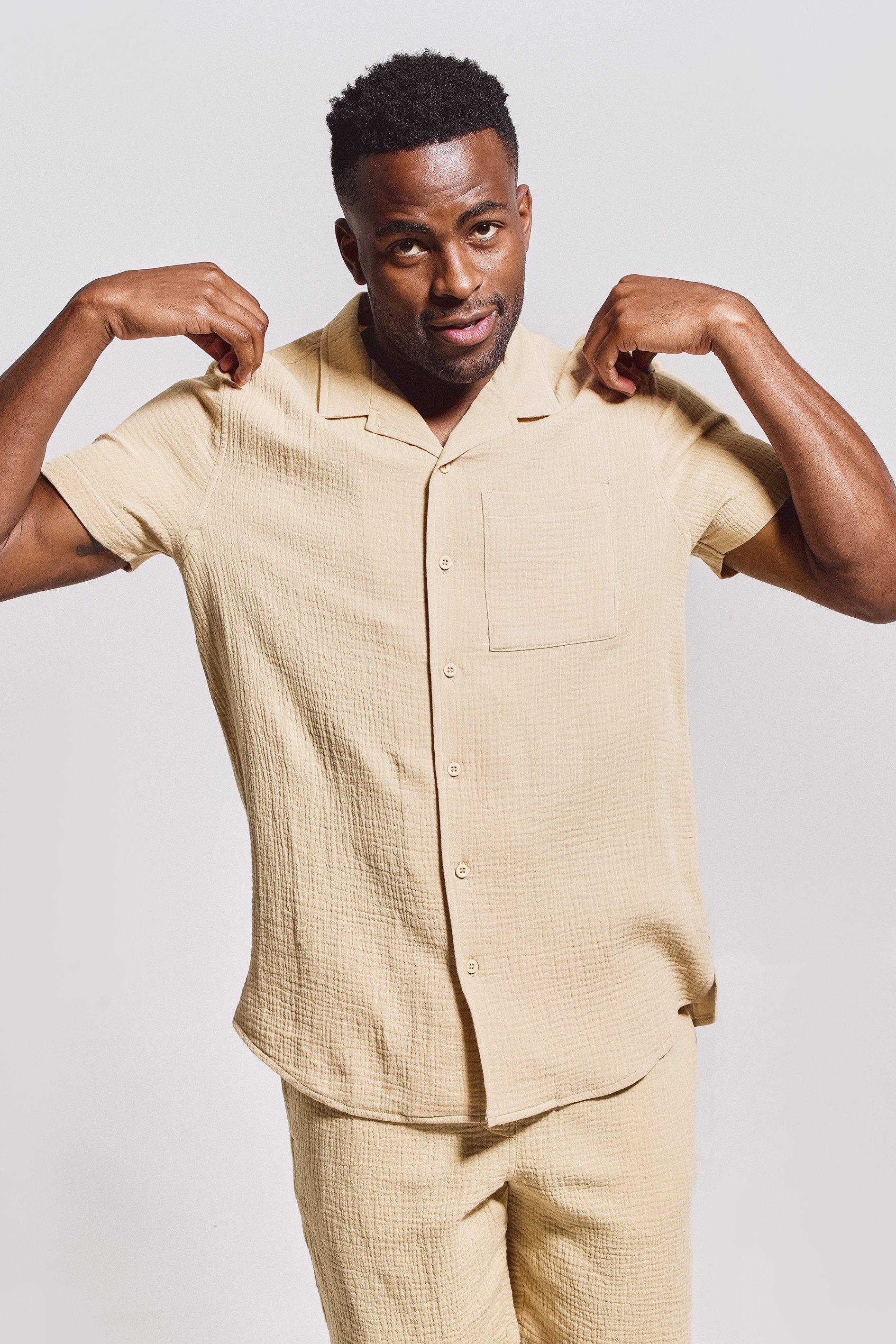 mens short sleeve shirt and tie