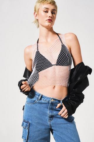 Mesh Diamante Top