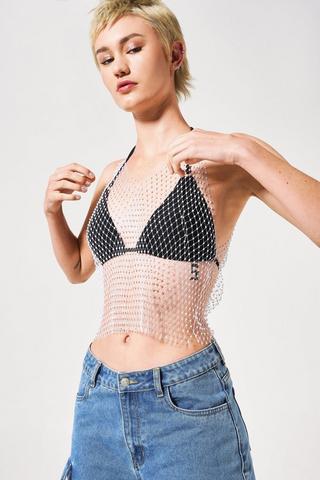 Mesh Diamante Top