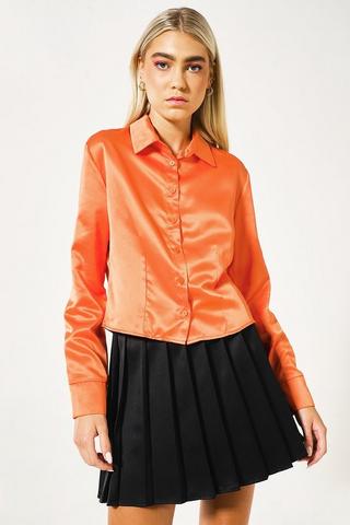 Cropped Satin Shirt