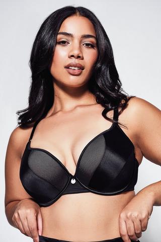 Matte Black Long Line Racer Back Bra - Plus Size