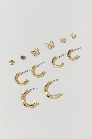 6 Pack Hoop And Stud Earrings